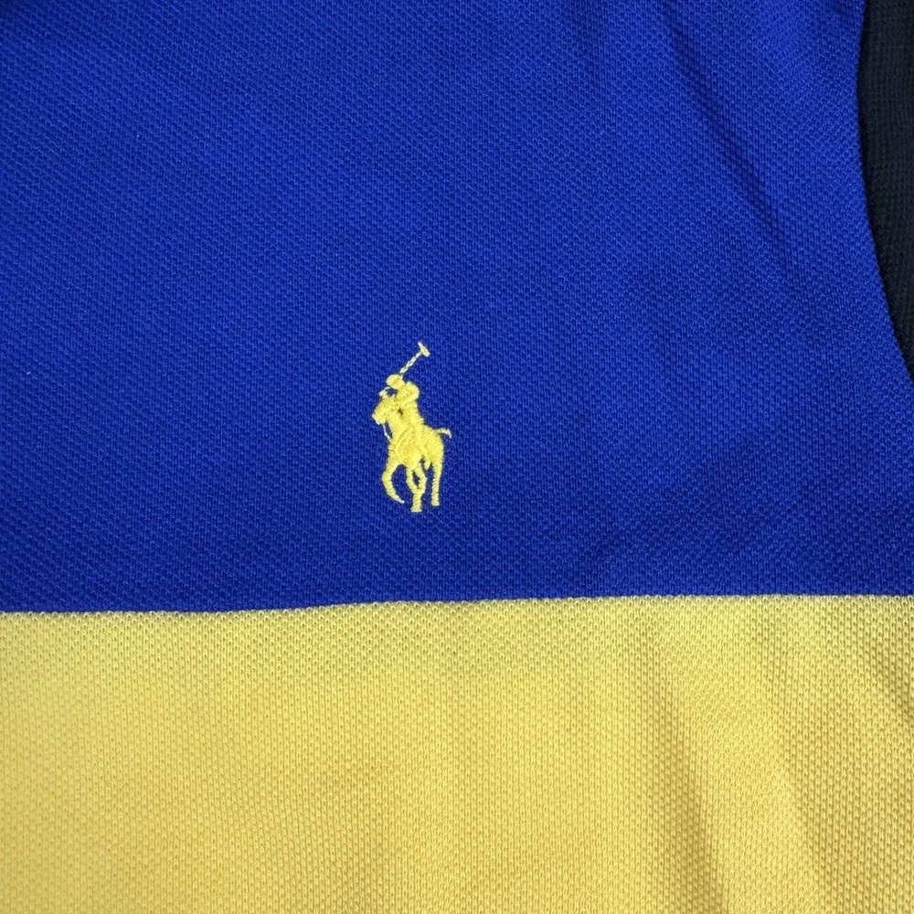 Polo Ralph Lauren Polo Shirt Mens M Blue Yellow Black Colorblock Classic Fit